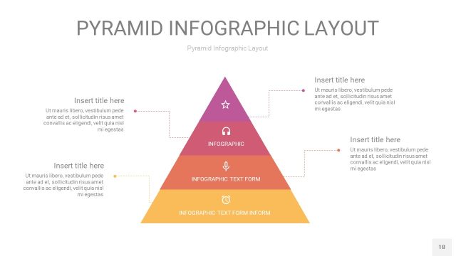 渐变紫黄色3D金字塔PPT信息图表18