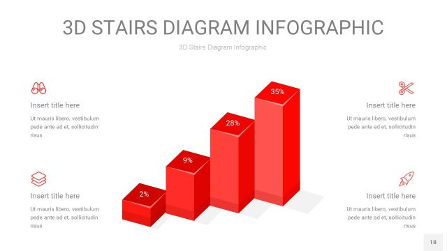 红色3D阶梯PPT图表18