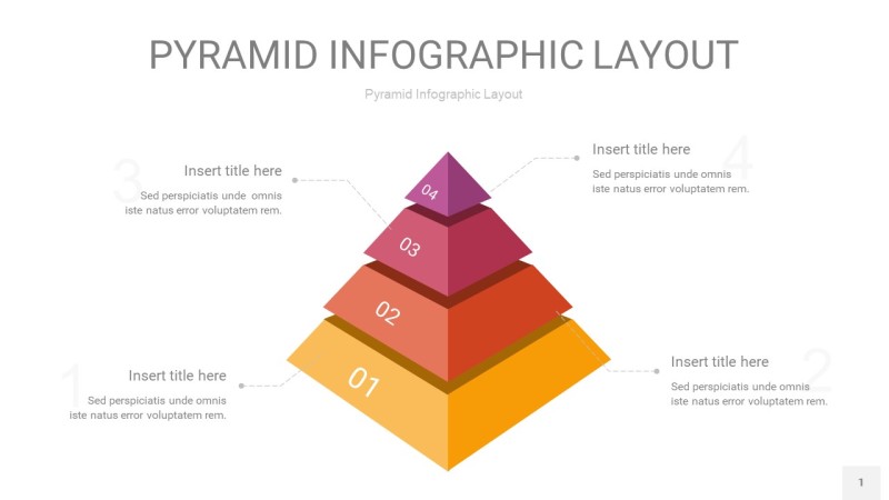 渐变紫黄色3D金字塔PPT信息图表1