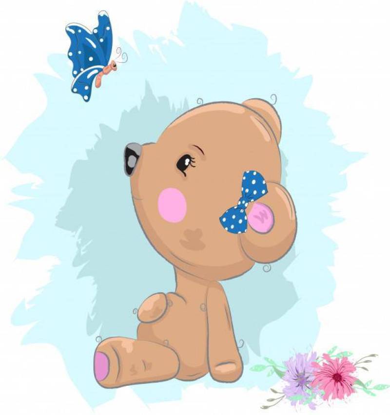 可爱的小宝贝熊女孩卡通图案