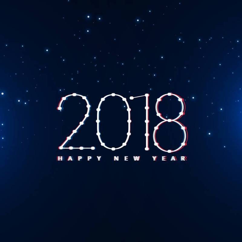 新年快乐2018年设计在蓝色背景中