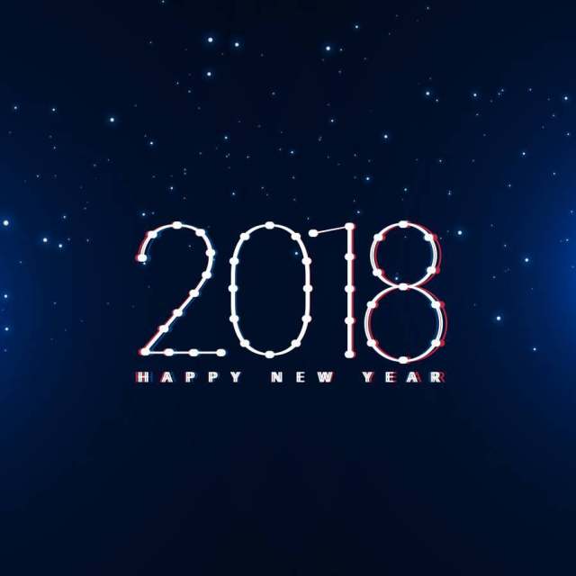 新年快乐2018年设计在蓝色背景中
