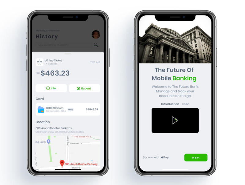22用于Sketch。，Mobile Banking App Kit设计的屏幕移动UI工具包