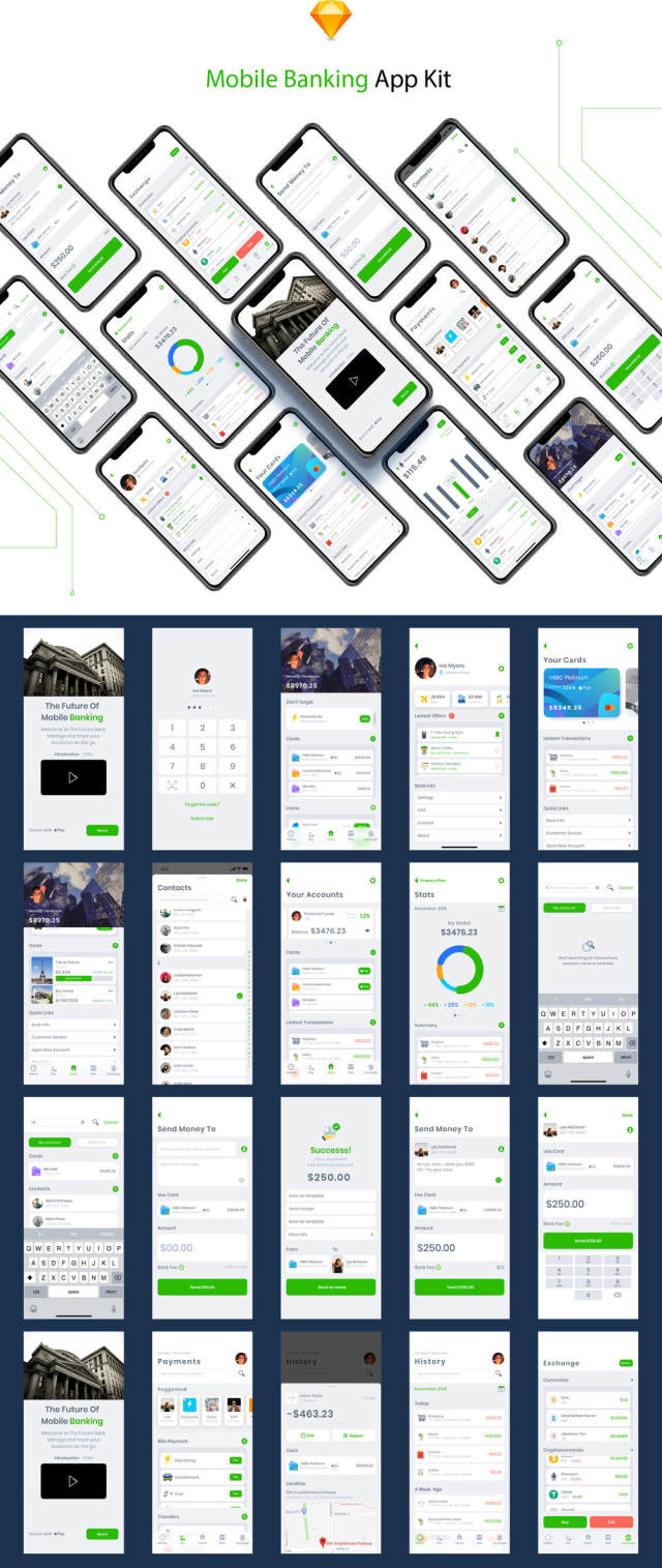 22用于Sketch。,Mobile Banking App Kit设计的屏幕移动UI工具包 22用于Sketch。,Mobile Banking App Kit设计的屏幕移动UI工具包