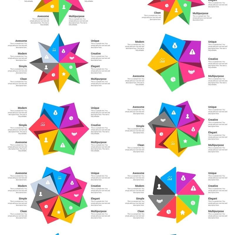 创意风车信息图PPT模板Pinwheel