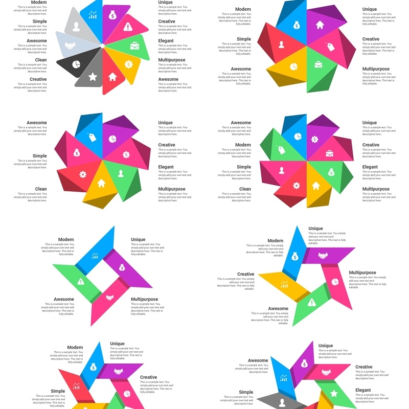 创意风车信息图PPT模板Pinwheel