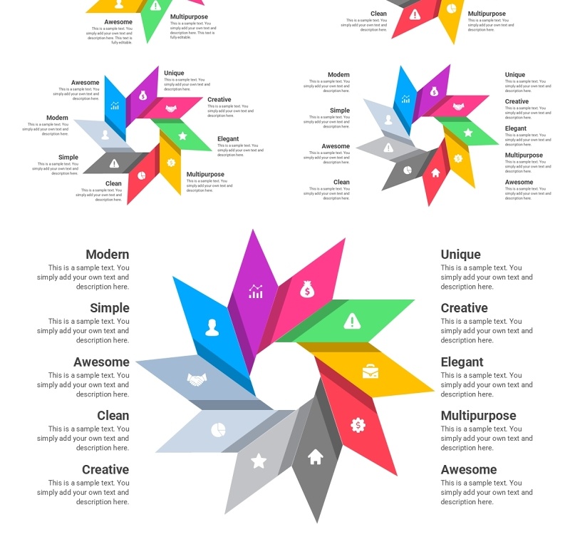 创意风车信息图PPT模板Pinwheel