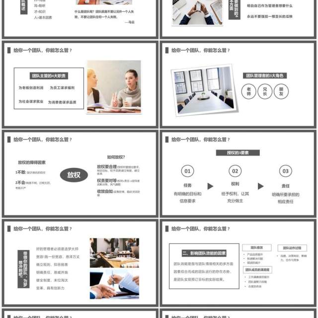 灰色简约风团队管理和领导力修炼PPT模板