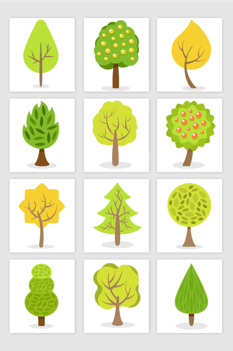 卡通手绘绿色树木素材