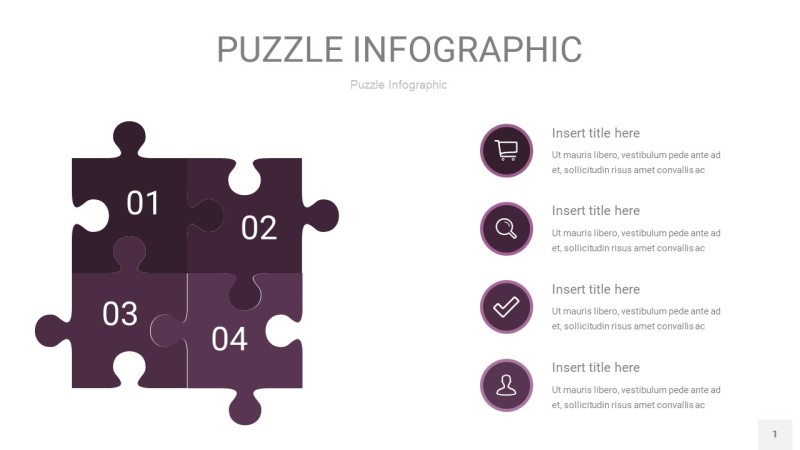 深紫色拼图PPT图表1