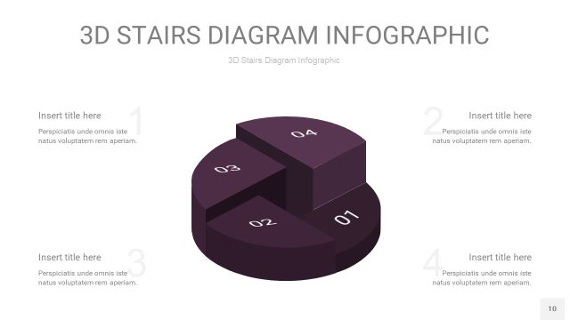 渐变深紫色3D阶梯PPT图表10