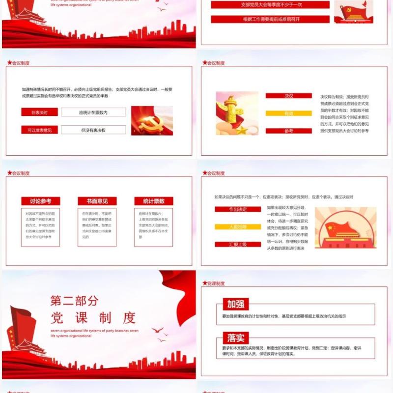 党支部七项组织生活制度党员民生生活专题党课动态PPT模板