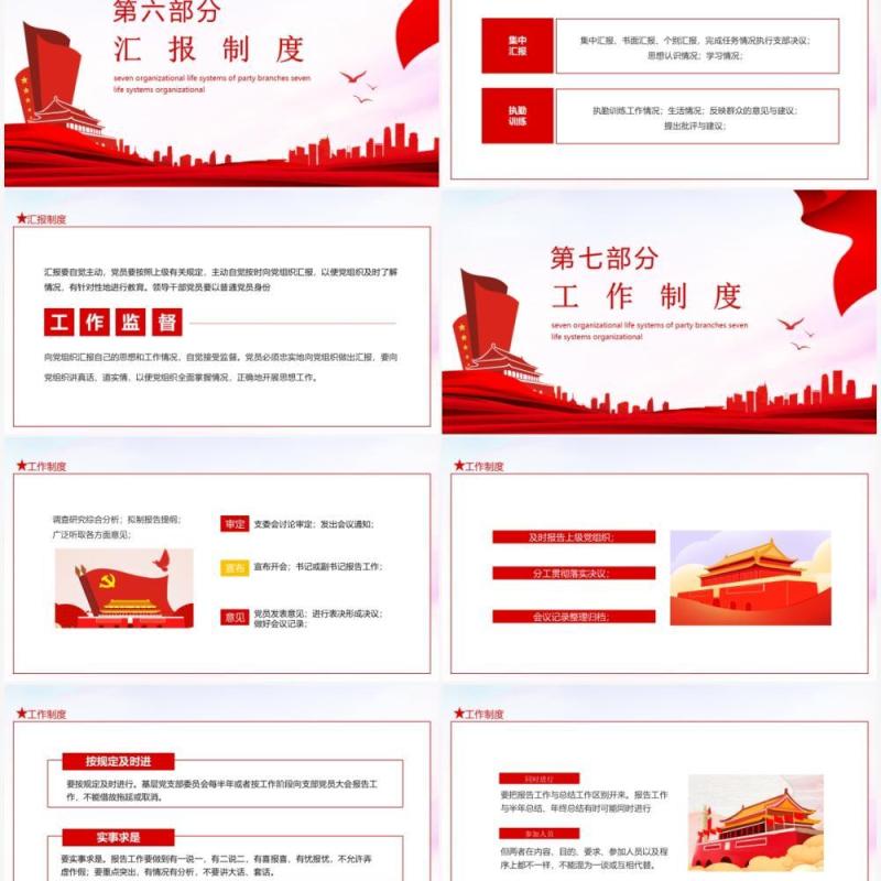 党支部七项组织生活制度党员民生生活专题党课动态PPT模板