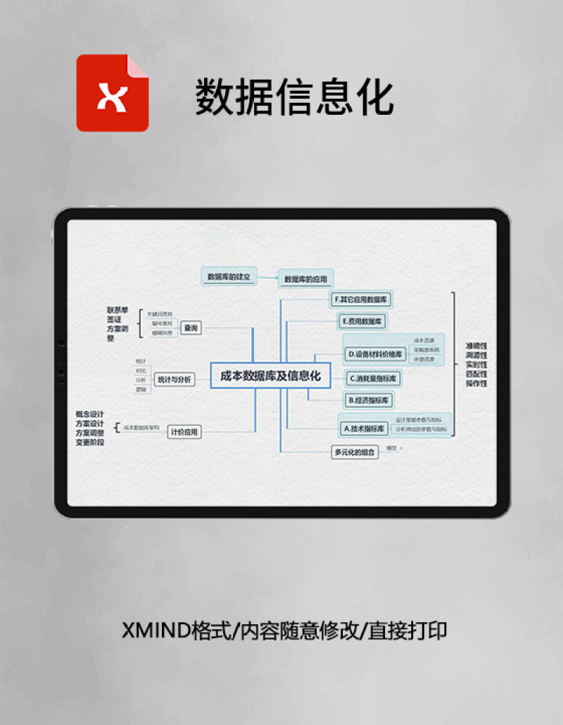 数据信息化思维导图XMind模板