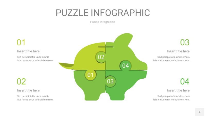 绿色拼图PPT图表5