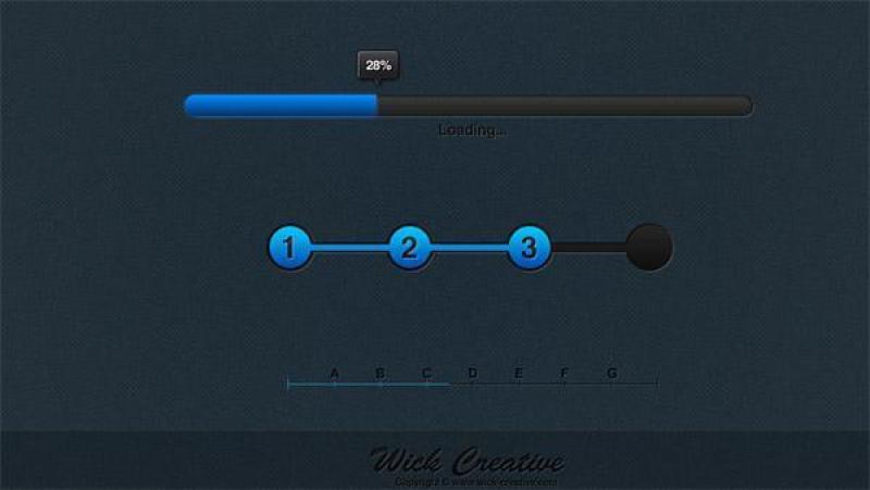 蓝色进度条PSD分层