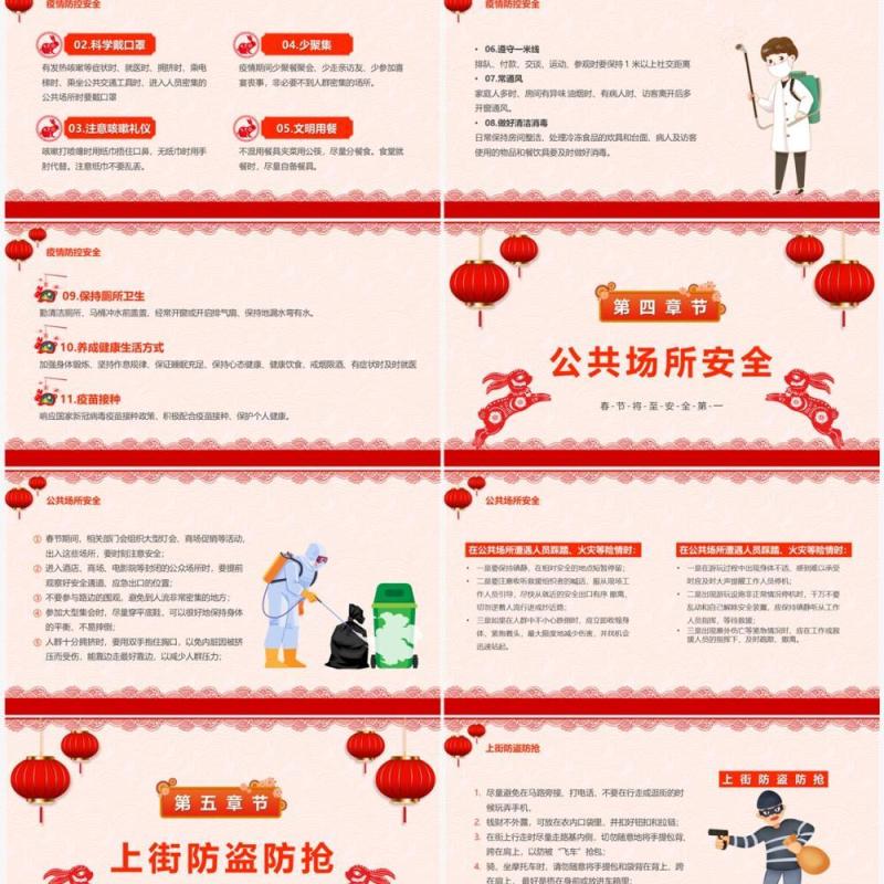 红色中国风2023春节安全培训PPT模板