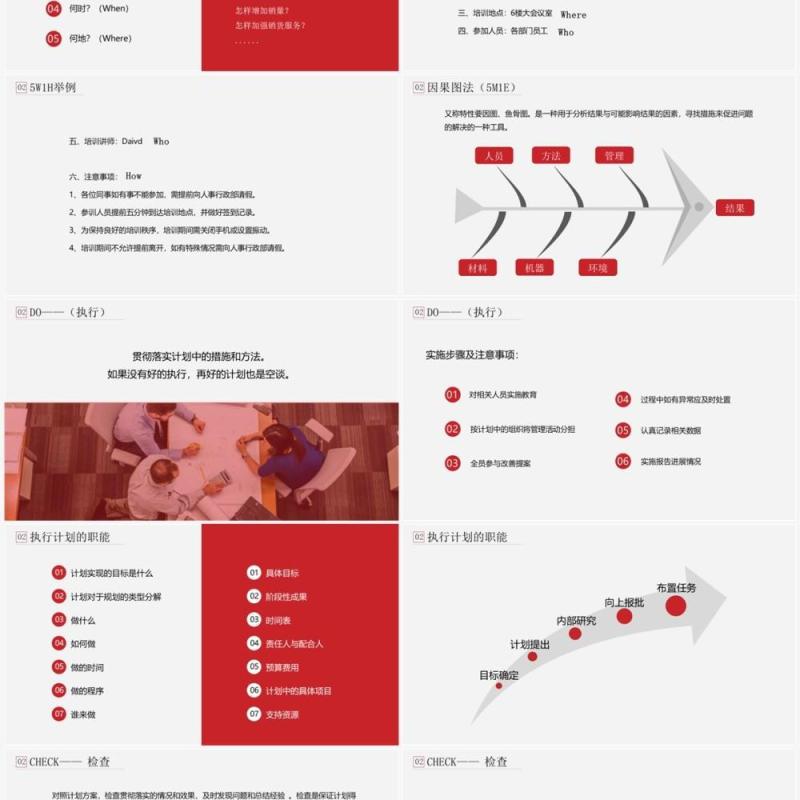 红色商务风pdca循环管理公司团队管理PPT模板