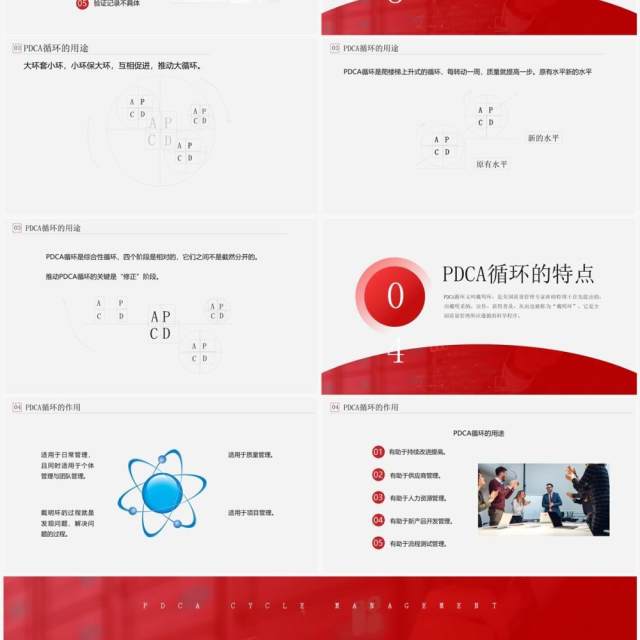 红色商务风pdca循环管理公司团队管理PPT模板