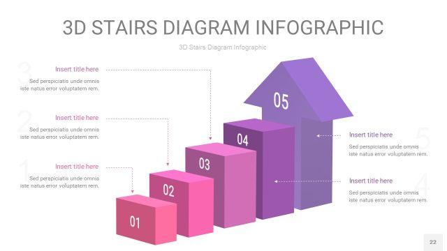 渐变粉紫色3D阶梯PPT图表22