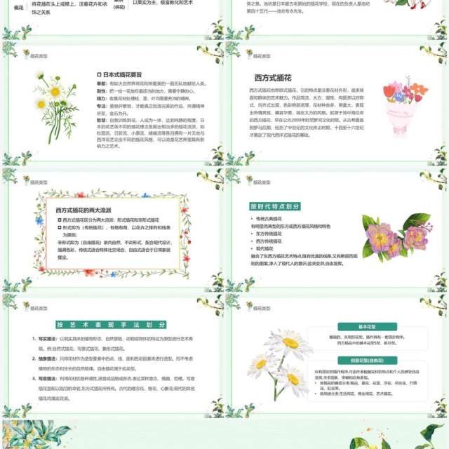 绿色清新风插花的艺术教育培训PPT模板 绿色清新风插花的艺术教育培训PPT模板