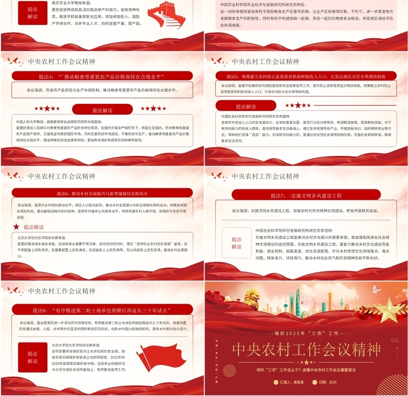 红色党政风2025中央农村工作会议精神PPT模板