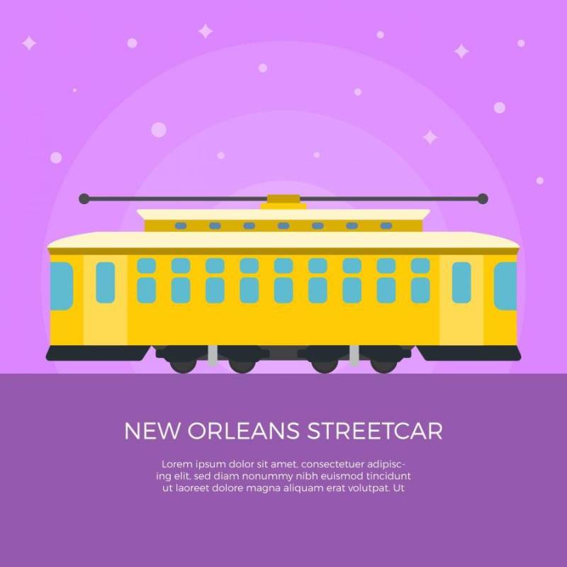 平新奥尔良路面电车矢量图