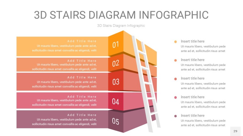 莫兰迪紫黄色3D阶梯PPT图表29
