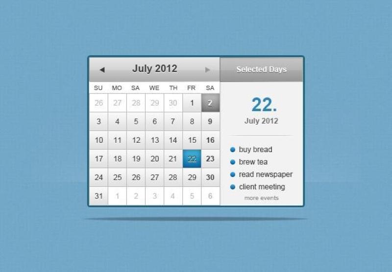 web calenderPSD分层素材