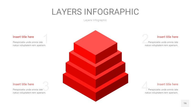 红色3D分层PPT信息图16