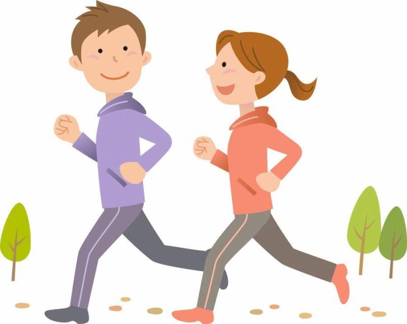 男人和女人慢跑，背景