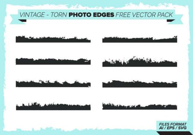 复古撕裂的照片边缘 矢量包