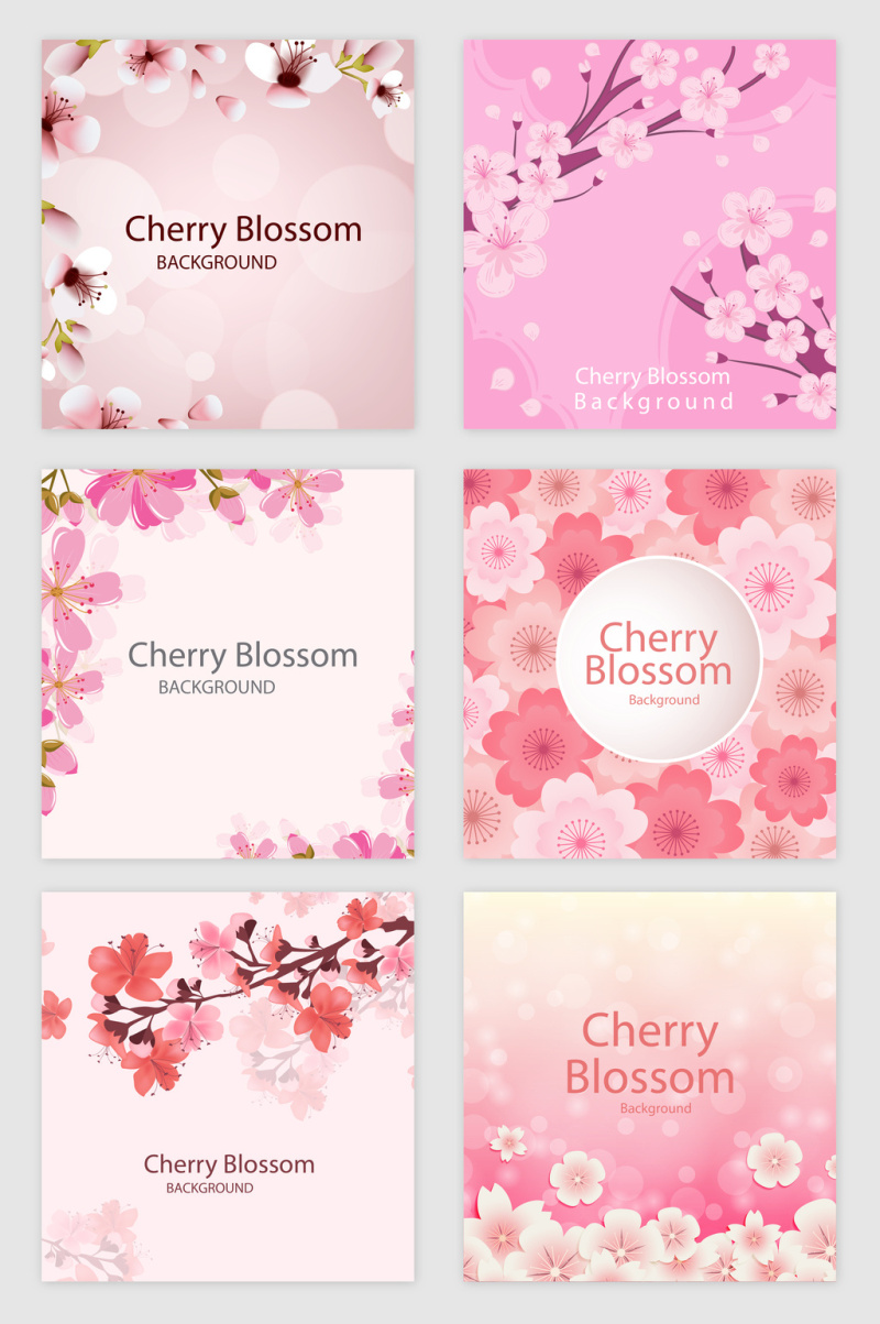 浪漫粉色花朵春天矢量素材