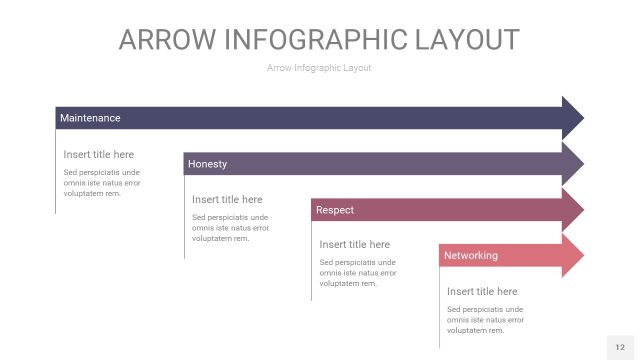 中紫色箭头PPT信息图表12