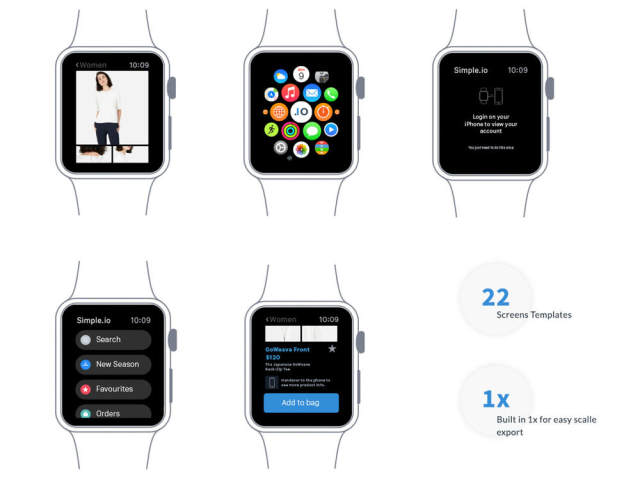 适用于Apple手表应用程序Simple.Watch的现代电子商务UI工具包