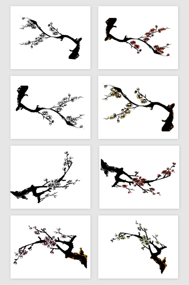 手绘梅花花朵矢量素材 手绘梅花花朵矢量素材