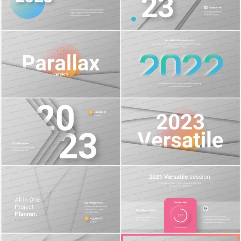创意国外视差PPT幻灯片模板无图片2023 Versatile Parallax