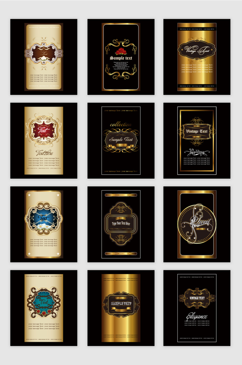 矢量高档奢华金色欧式花纹酒标