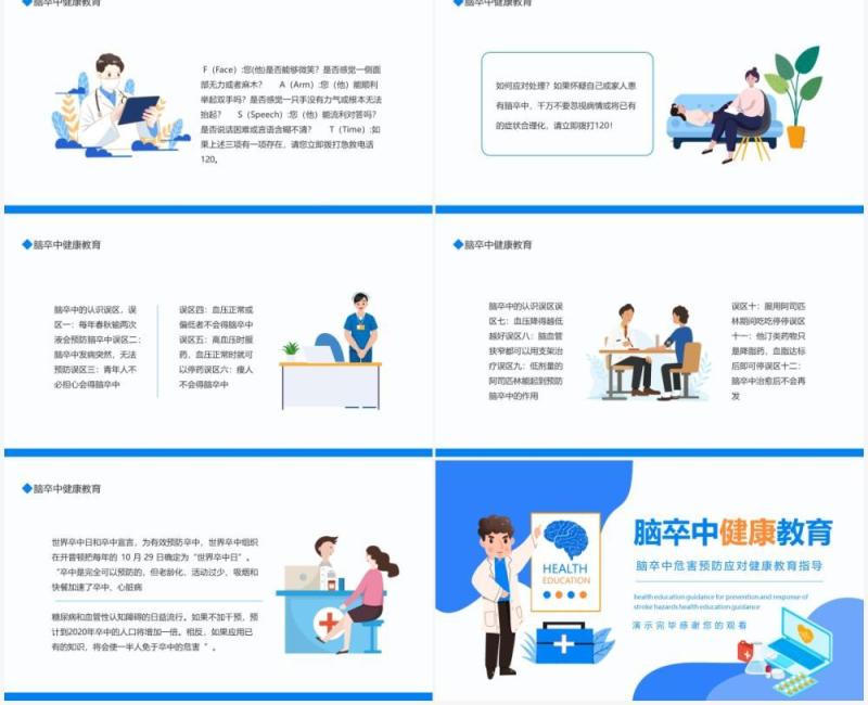 脑卒中危害预防应对健康教育指导动态PPT模板