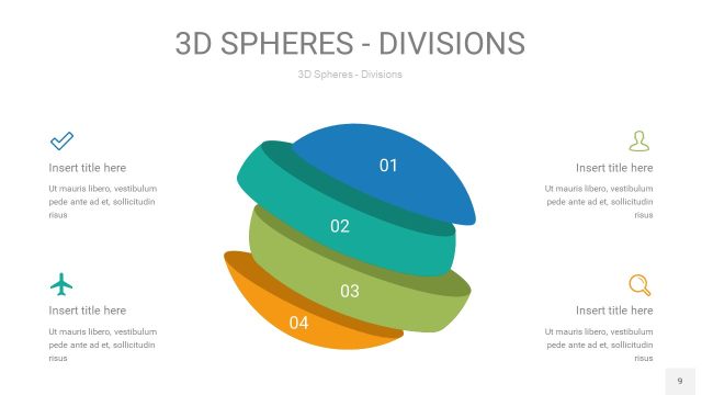 彩色3D球体切割PPT信息图9