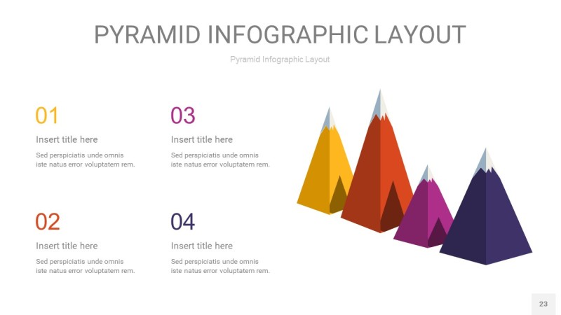 彩色3D金字塔PPT信息图表23