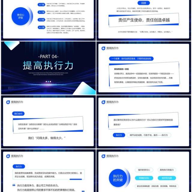 蓝色大气商务风责任心与执行力PPT模板 蓝色大气商务风责任心与执行力PPT模板