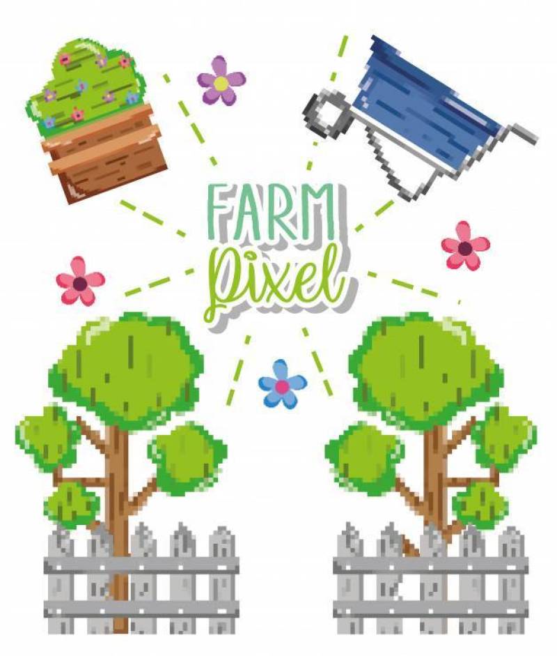 Farm pixel cartoons