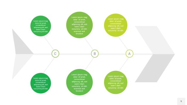浅绿色鱼骨PPT信息图表9