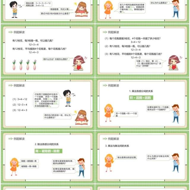 部编版四年级数学下册乘除法的意义和各部分间的关系课件PPT模板