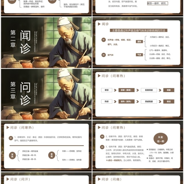 淡雅中国风传统文化中医四诊PPT模板 淡雅中国风传统文化中医四诊PPT模板