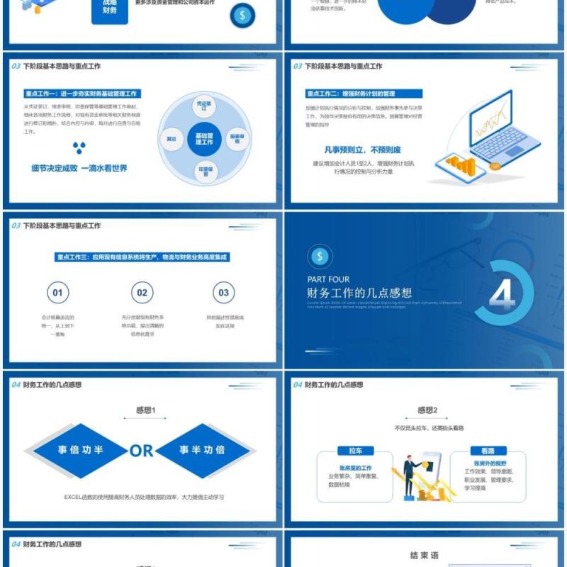 蓝色简约风财务部工作总结汇报PPT模板