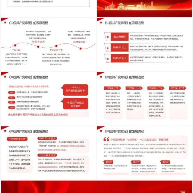红色第二十次全国代表大会解读PPT模板