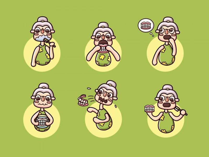  奶奶假牙矢量