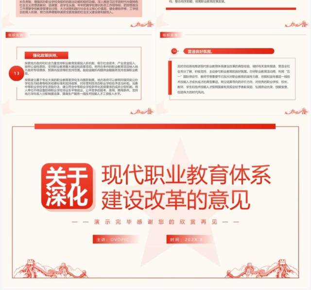 2023关于深化现代职业教育体系建设改革的意见专题党课PPT模板 2023关于深化现代职业教育体系建设改革的意见专题党课PPT模板